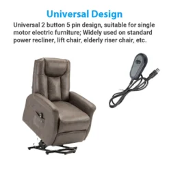 Life Easy Supply 2 Button Remote Controller For Riser Recliner Lift Chair W/ Straight Round 5 Pin Plug