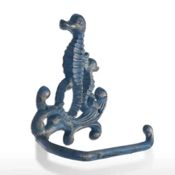 Life Easy Supply Mediterranean Style Cast Iron Seahorse Towel Holder Toilet Paper Rack Cloth Holder