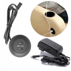 Life Easy Supply DIY Mounted Furniture USB Charging Port 5V 2A Dual USB With Power Adapter Switch & Charger