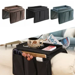 Life Easy Supply Upholstery Sofa Recliner Chair Armrest Organizer With 5 Pockets & Cup Holder Tray