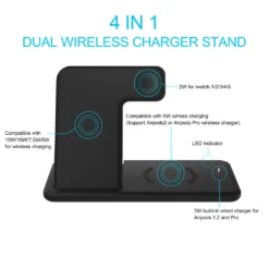 Life Easy Supply Wireless 4 In 1 Charge Stand For IPhone, Apple Watch, Airpods, Qi Wireless Charging Device Fast Charging