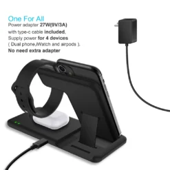 Life Easy Supply Wireless 4 In 1 Charge Stand For IPhone, Apple Watch, Airpods, Qi Wireless Charging Device Fast Charging