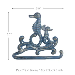 Life Easy Supply Mediterranean Style Cast Iron Seahorse Towel Holder Toilet Paper Rack Cloth Holder