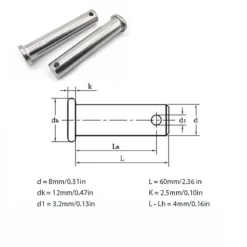 Life Easy Supply 5 Pcs DIY Install Clevis Pin & Clip For Recliner Linear Actuator Motor 0.3*2.29