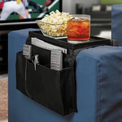 Life Easy Supply Upholstery Sofa Recliner Chair Armrest Organizer With 5 Pockets & Cup Holder Tray