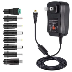 Life Easy Supply 3-12V Adjustable Power Switch Adapter 30W With 8 DC Conversion Plugs And USB Port Power Adapter